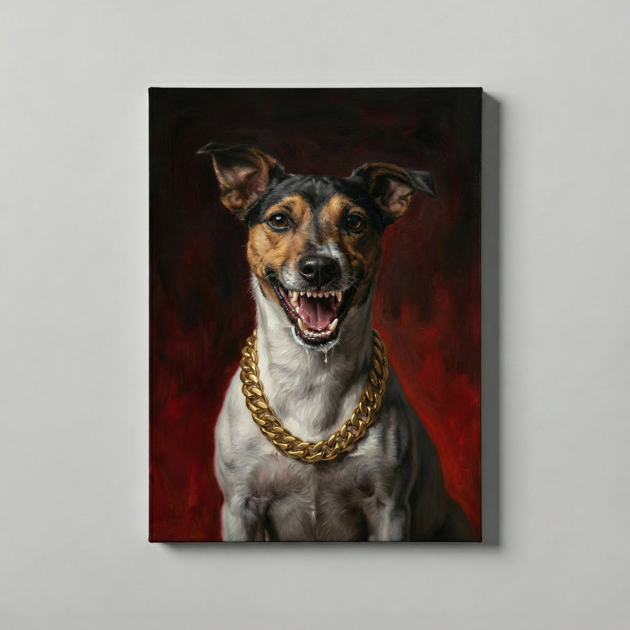 The Bite of Power: Custom Fierce Pet Canvas – PrintMyPet AI